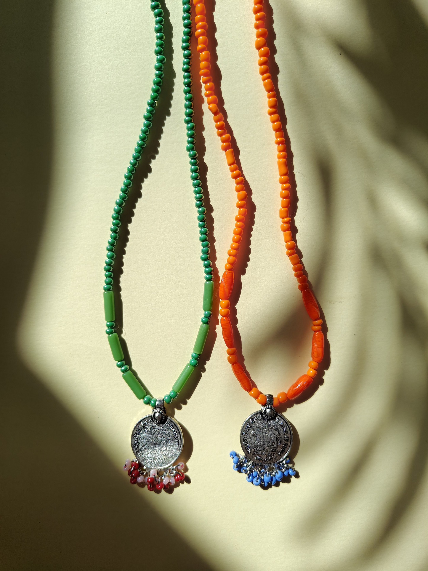 Necklace-Bohemian Orange Coin Beaded Necklace